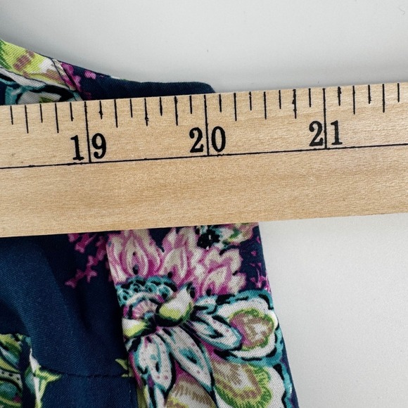 J. Jill Womens Large Navy Pink Floral Rayon Sleeveless Tunic Top Boho Cottagecor - Picture 7 of 8